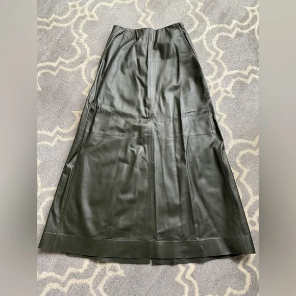 COS Dark Green Maxi Leather Skirt Size 34 - Picture 2 of 12